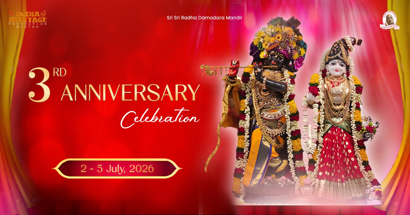Sri Sri Radha Damodar 3rd Commemoration Festival 2026 — Main Poster